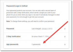 Gmail Application specific passwords